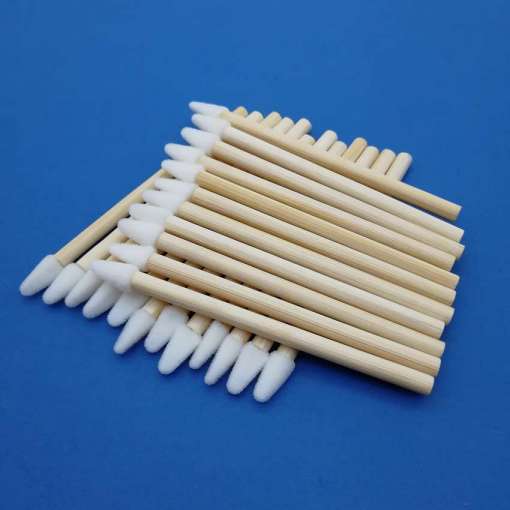 wooden makeup brush lipstick biodegradable lip brush bamboo lip brush disposable flock tip applicators