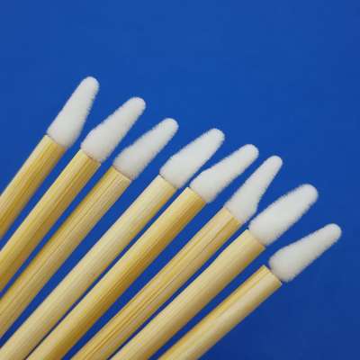 disposable lipstick applicator lip gloss brush wholesale cheap bamboo lip brush one-off flocking lip brush